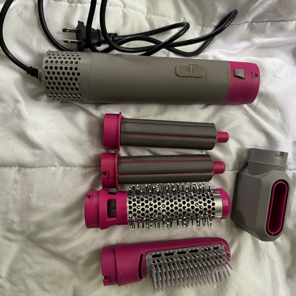 Gray and Pink Hair Styling Tool Set